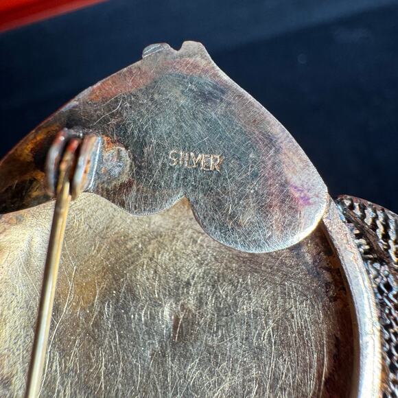 Vtg Solid Gilded Silver & Cloisonne Angel Fish Brooch/Pendant Lapis Eye 1950's - Picture 6 of 9